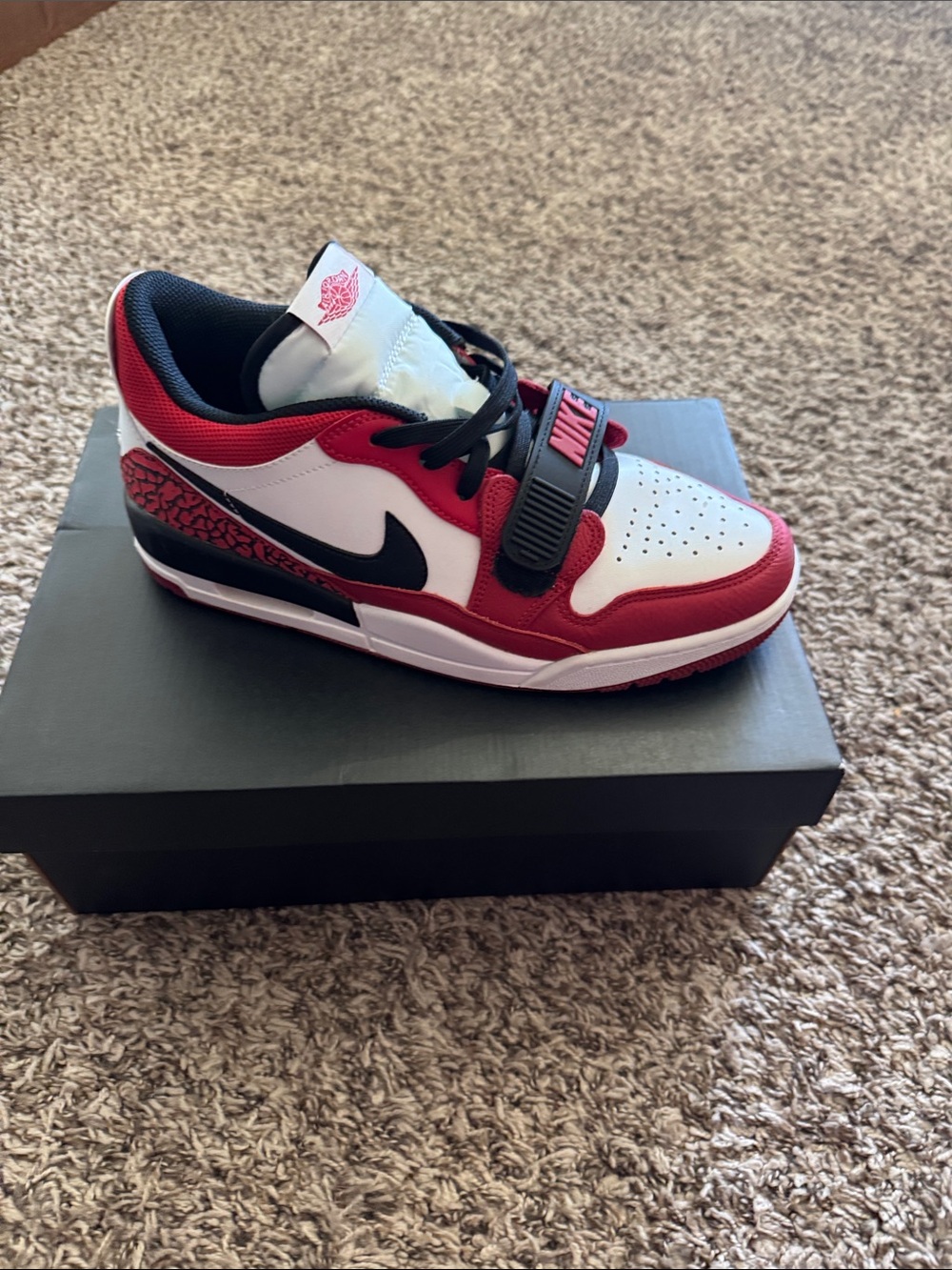 Air Jordan legacy 312 Red, White & Black Low-Top Strap Sneaker